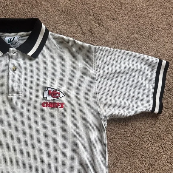 NFL Team KC Chiefs Gray Polo Shirt with Black Trim - Picture 2 of 7